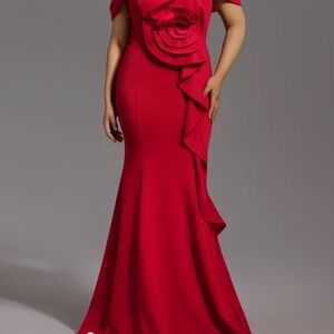 Belle by Kim Gravel One Shoulder Red Dress